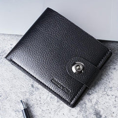 Men's Leather Short Wallet Money Clip Card Holder