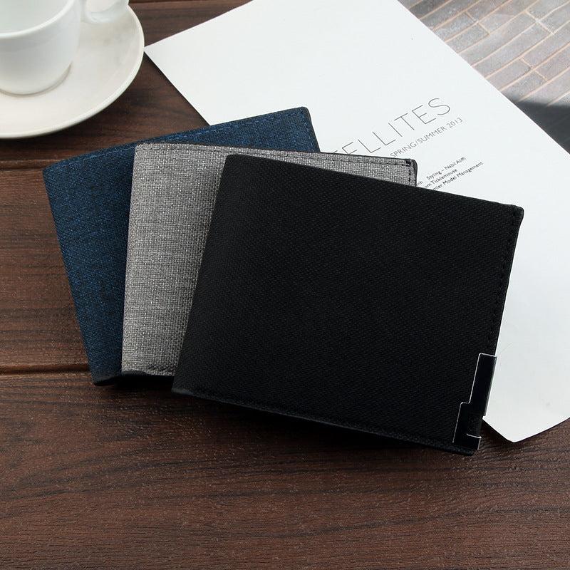 Men's Casual Fabric Short Wallet Canvas Purse Male Money Bag