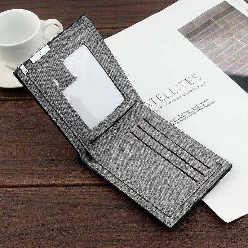 Men's Casual Fabric Short Wallet Canvas Purse Male Money Bag
