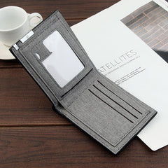 Men's Casual Fabric Short Wallet Canvas Purse Male Money Bag