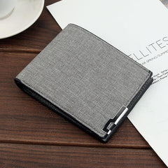 Men's Casual Fabric Short Wallet Canvas Purse Male Money Bag