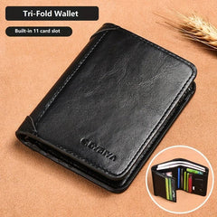 Men's Leather Short Wallet Money Clip Card Holder Triflod Wallet