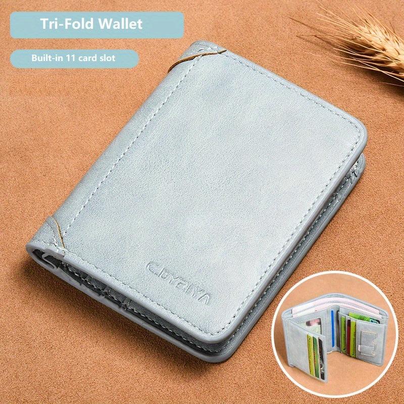 Men's Leather Short Wallet Money Clip Card Holder Triflod Wallet