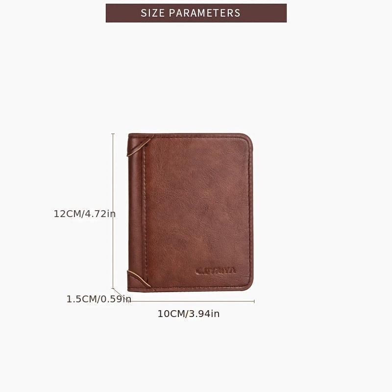 Men's Leather Short Wallet Money Clip Card Holder Triflod Wallet
