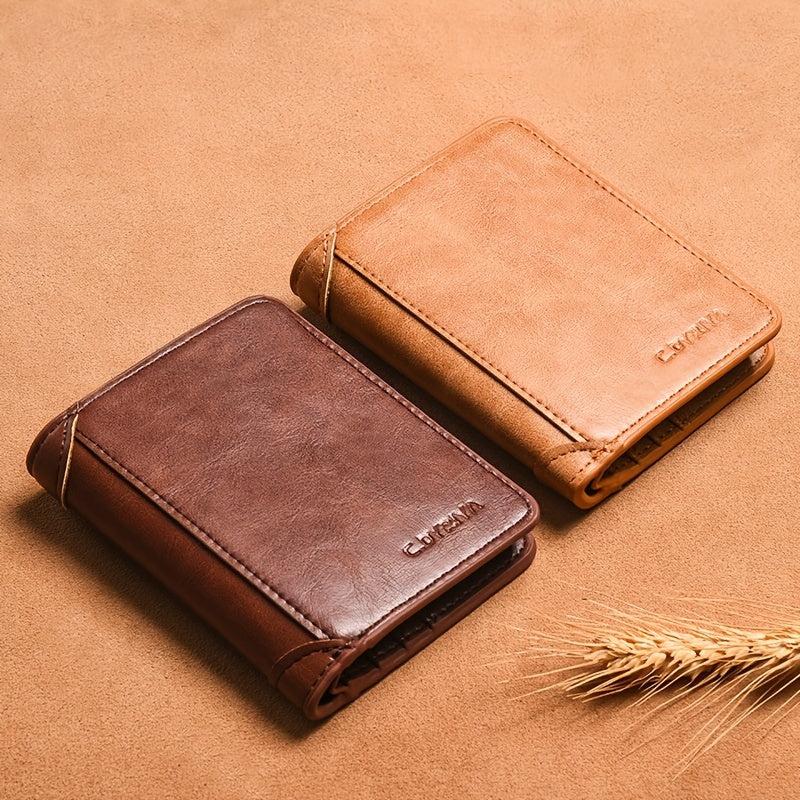 Men's Leather Short Wallet Money Clip Card Holder Triflod Wallet