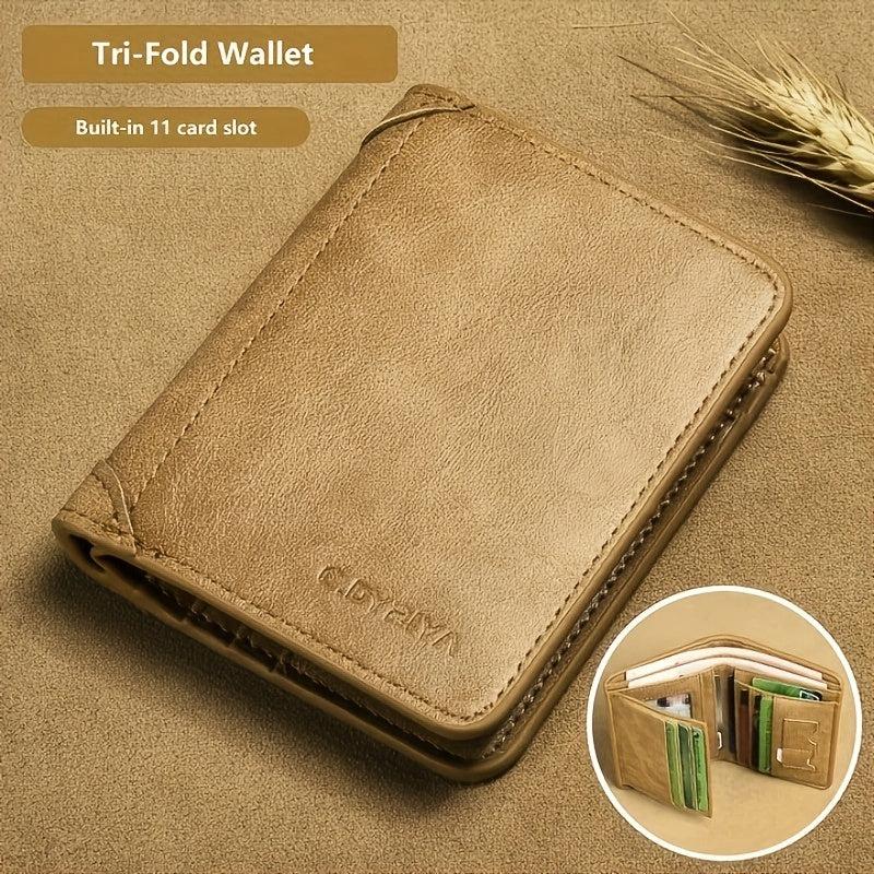 Men's Leather Short Wallet Money Clip Card Holder Triflod Wallet