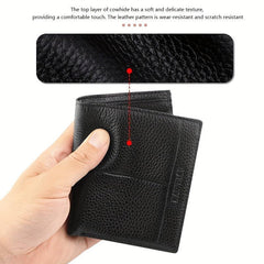 Men's Leather Short Wallet Money Clip Card Holder with Coin Pocket