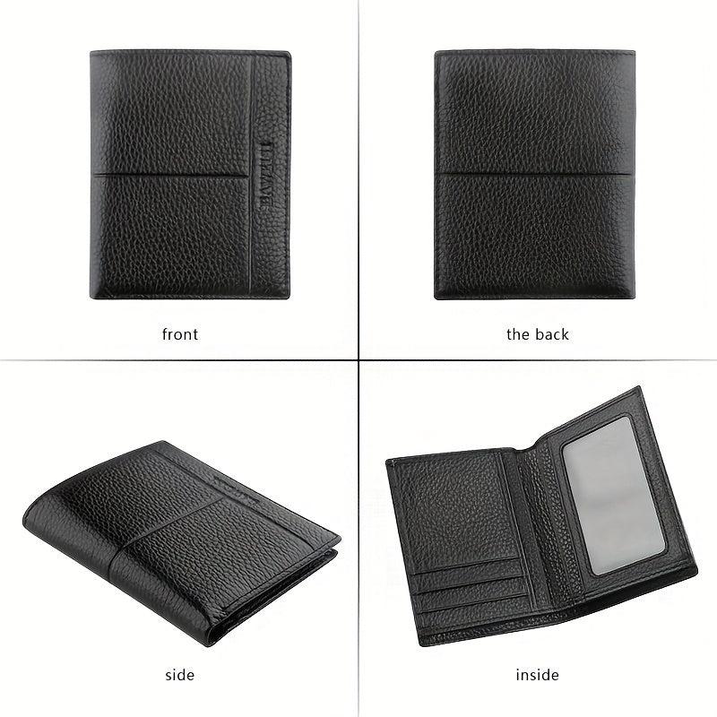 Men's Leather Short Wallet Money Clip Card Holder with Coin Pocket