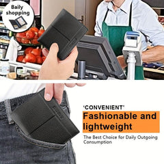 Men's Leather Short Wallet Money Clip Card Holder with Coin Pocket