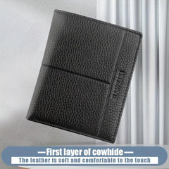 Men's Leather Short Wallet Money Clip Card Holder with Coin Pocket