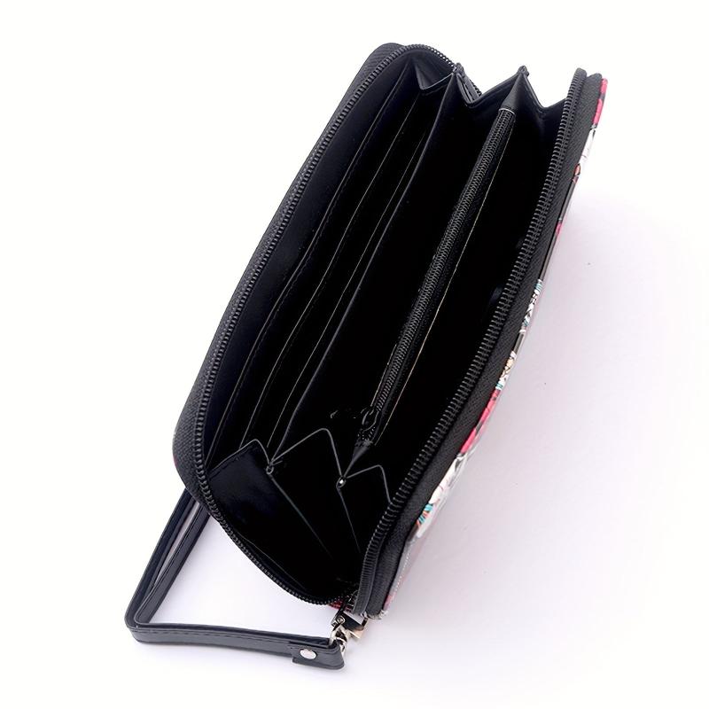 Men's Skull Rose Zipper Wallet Card Holder Large Capacity Clutch Bag