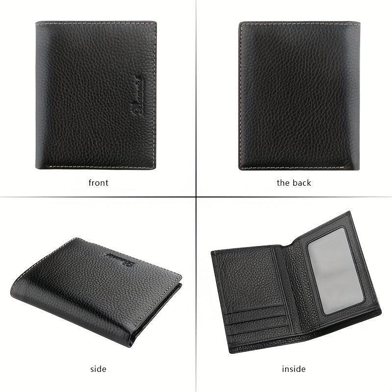 Men's Leather Wallet Money Clip Card Holder Vertical Wallet