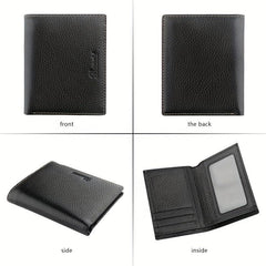 Men's Leather Wallet Money Clip Card Holder Vertical Wallet