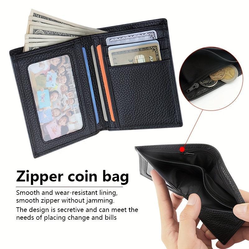 Men's Leather Wallet Money Clip Card Holder Vertical Wallet