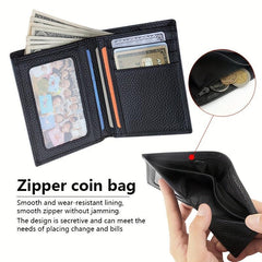 Men's Leather Wallet Money Clip Card Holder Vertical Wallet