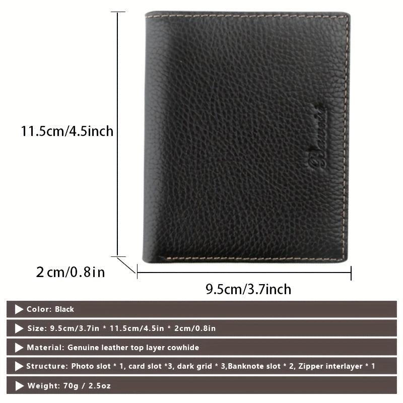 Men's Leather Wallet Money Clip Card Holder Vertical Wallet
