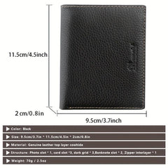 Men's Leather Wallet Money Clip Card Holder Vertical Wallet