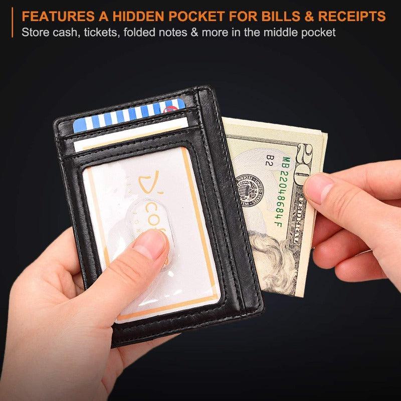 Men's Leather Card Holder RFID Blocking Anti theft Card Holder Slim Card Holder