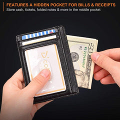 Men's Leather Card Holder RFID Blocking Anti theft Card Holder Slim Card Holder