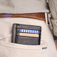 Men's Leather Card Holder RFID Blocking Anti theft Card Holder Slim Card Holder