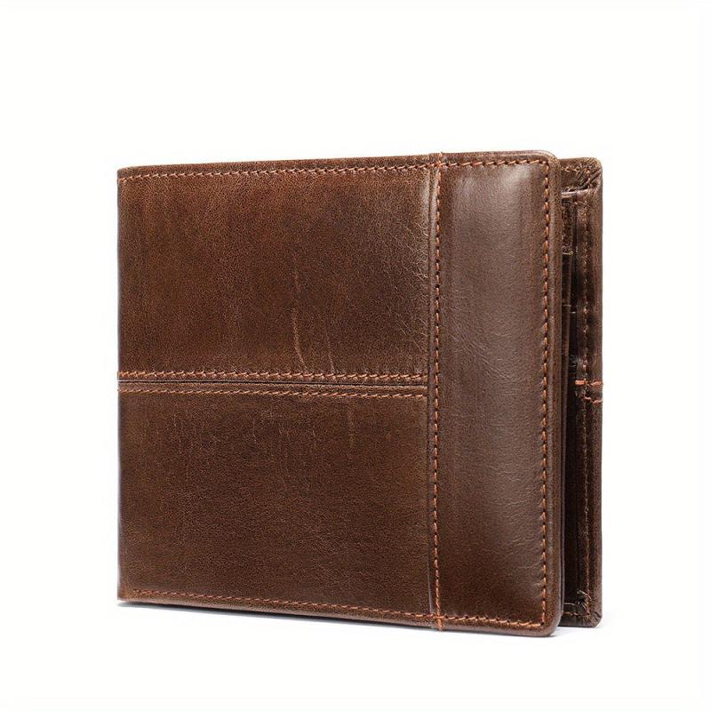 Men's RFID Blocking Leather Short Wallet with Money Clip