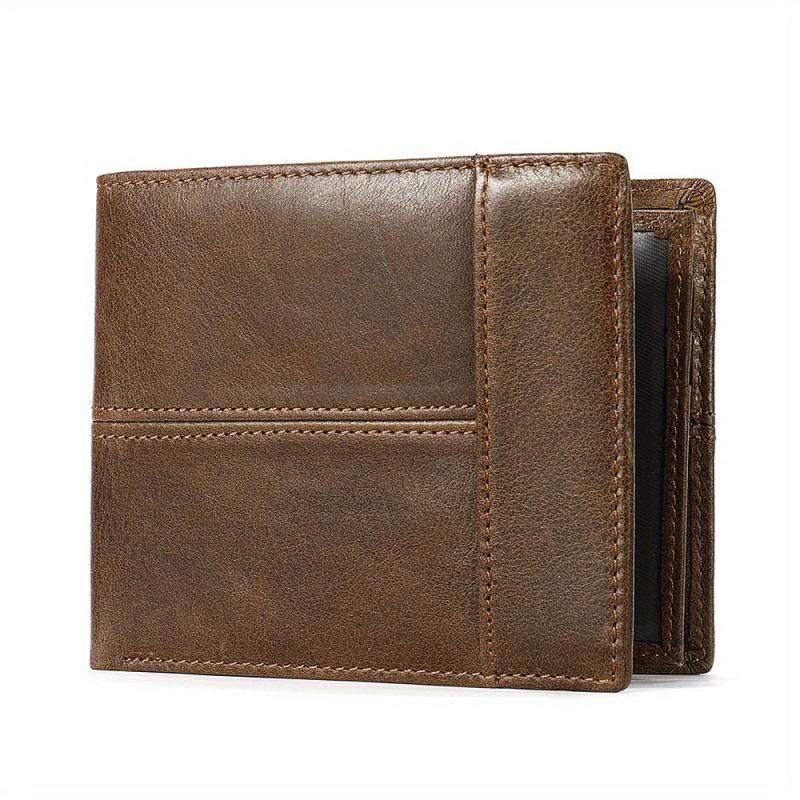 Men's RFID Blocking Leather Short Wallet with Money Clip