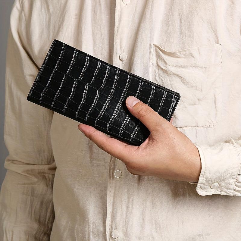 Men's Stone Pattern Leather Long Wallet Card Holder Cash Purse Clutch Bag