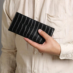 Men's Stone Pattern Leather Long Wallet Card Holder Cash Purse Clutch Bag