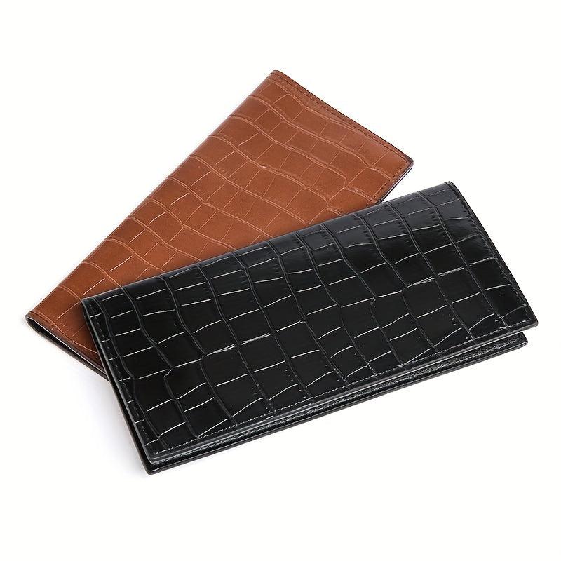 Men's Stone Pattern Leather Long Wallet Card Holder Cash Purse Clutch Bag