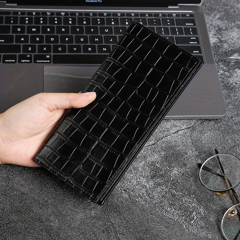 Men's Stone Pattern Leather Long Wallet Card Holder Cash Purse Clutch Bag