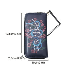 Men's Skull Snake Skeleton Hand Long Wallet Vintage Leather Zipper Coin