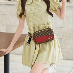Vintage Geometric Print Chest Bag Retro PVC Sling Bag