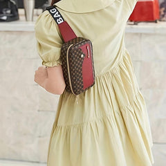 Vintage Geometric Print Chest Bag Retro PVC Sling Bag
