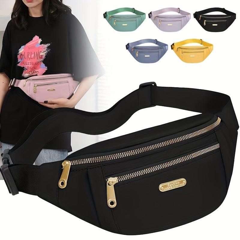 Outdoor Sports Fanny Pack Double Zipper Crossbody Bag for Hiking Running Cycling