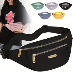 Outdoor Sports Fanny Pack Double Zipper Crossbody Bag for Hiking Running Cycling