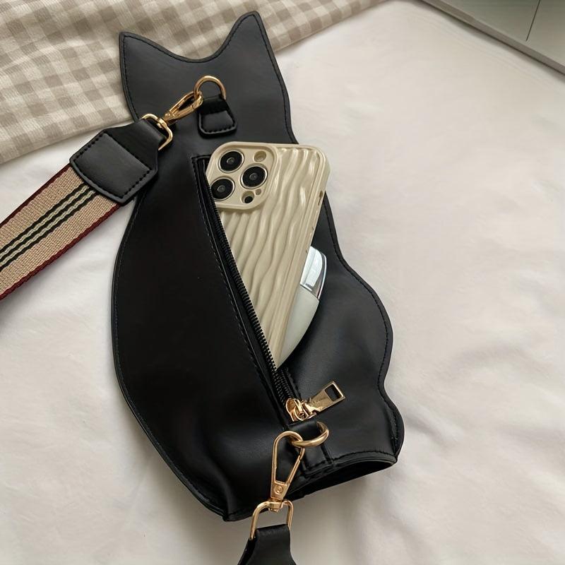 Cat Shaped Chest Bag Cartoon Anime Sling Bag Faux Leather Crossbody Bag