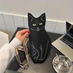 Cat Shaped Chest Bag Cartoon Anime Sling Bag Faux Leather Crossbody Bag
