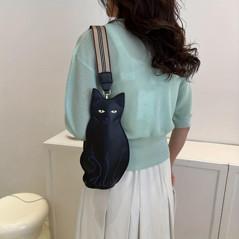 Cat Shaped Chest Bag Cartoon Anime Sling Bag Faux Leather Crossbody Bag