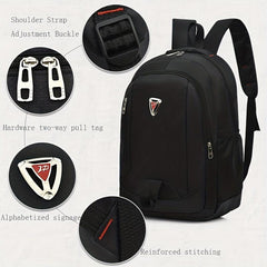 Large Travel Backpack School Bag - Black