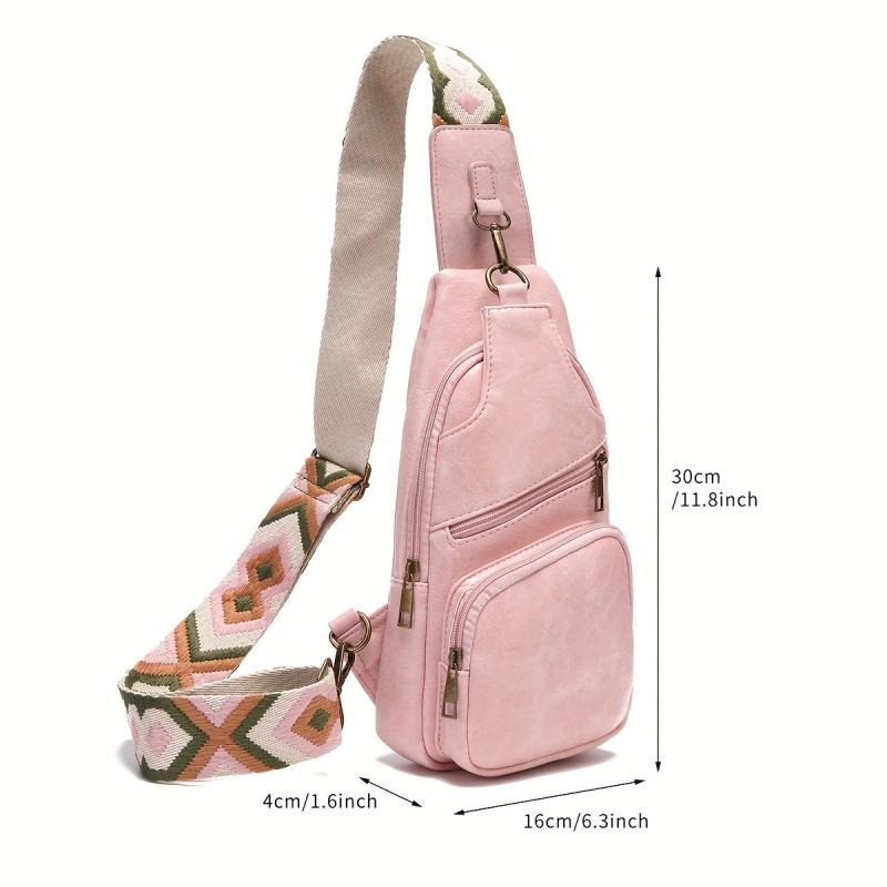 Retro Wax Leather Mini Sling Bag Pockets PU Leather Chest Bag