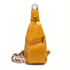 Retro Wax Leather Mini Sling Bag Pockets PU Leather Chest Bag