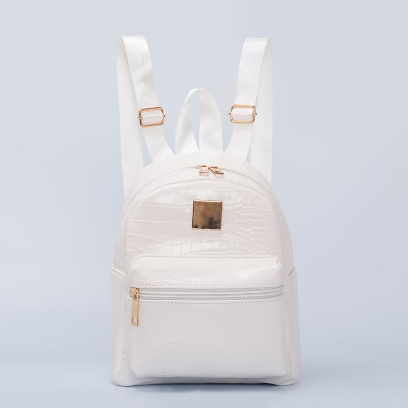 Crocodile Pattern Mini Backpack PU Leather Casual Rucksack