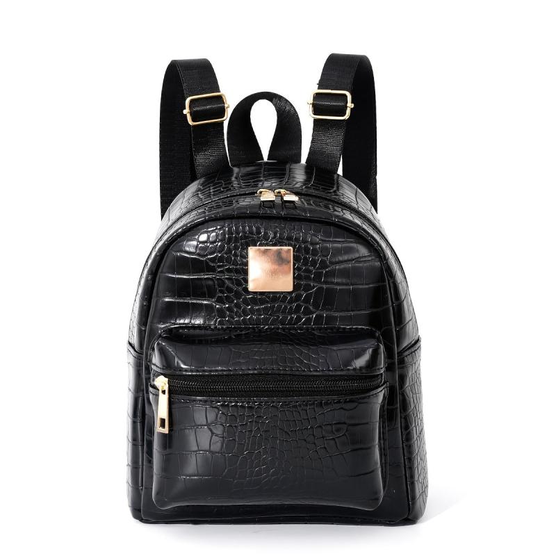 Crocodile Pattern Mini Backpack PU Leather Casual Rucksack
