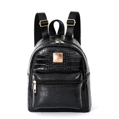 Crocodile Pattern Mini Backpack PU Leather Casual Rucksack