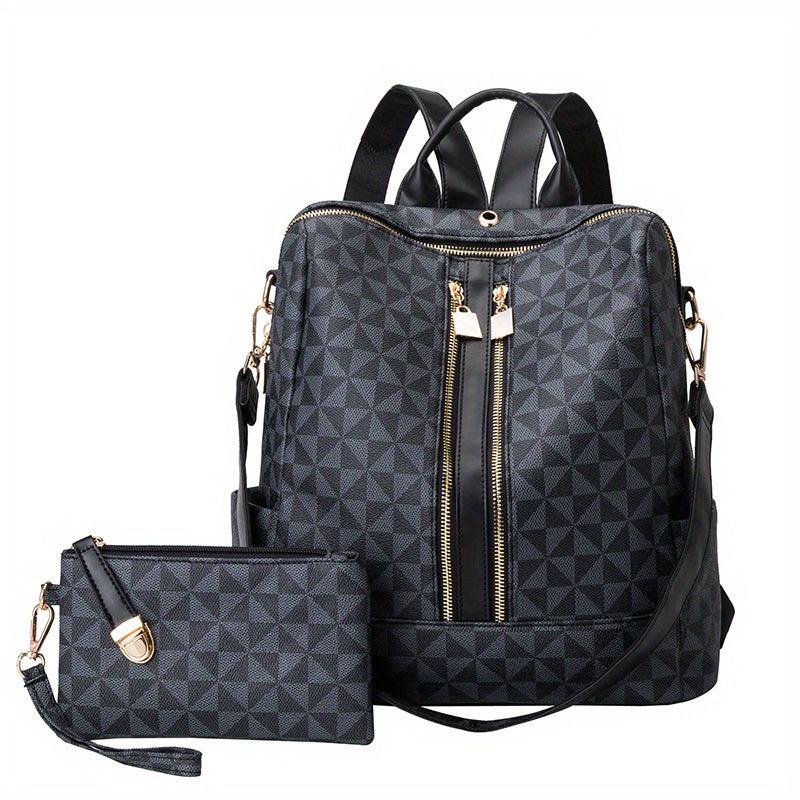 2pcs Backpack And Handbag Set Waterproof Double Shoulder Bag Crossbody Bag