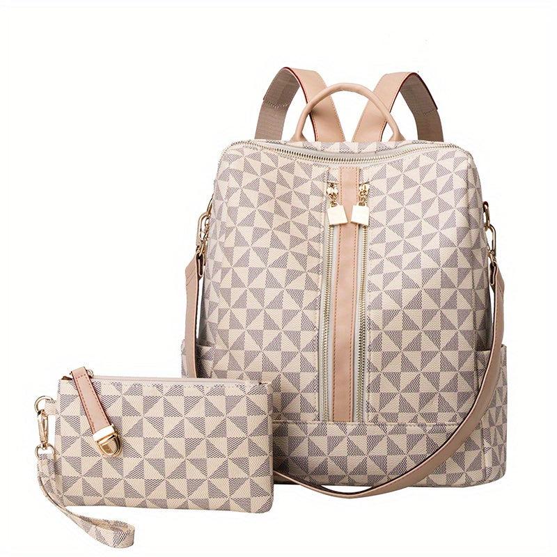 2pcs Backpack And Handbag Set Waterproof Double Shoulder Bag Crossbody Bag
