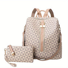 2pcs Backpack And Handbag Set Waterproof Double Shoulder Bag Crossbody Bag