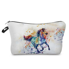 Horse Print Makeup Pouch Zipper Cosmetic Bag