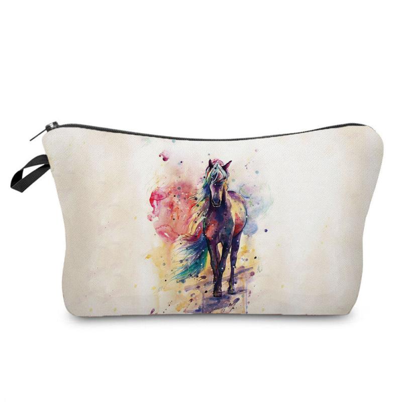 Horse Print Makeup Pouch Zipper Cosmetic Bag