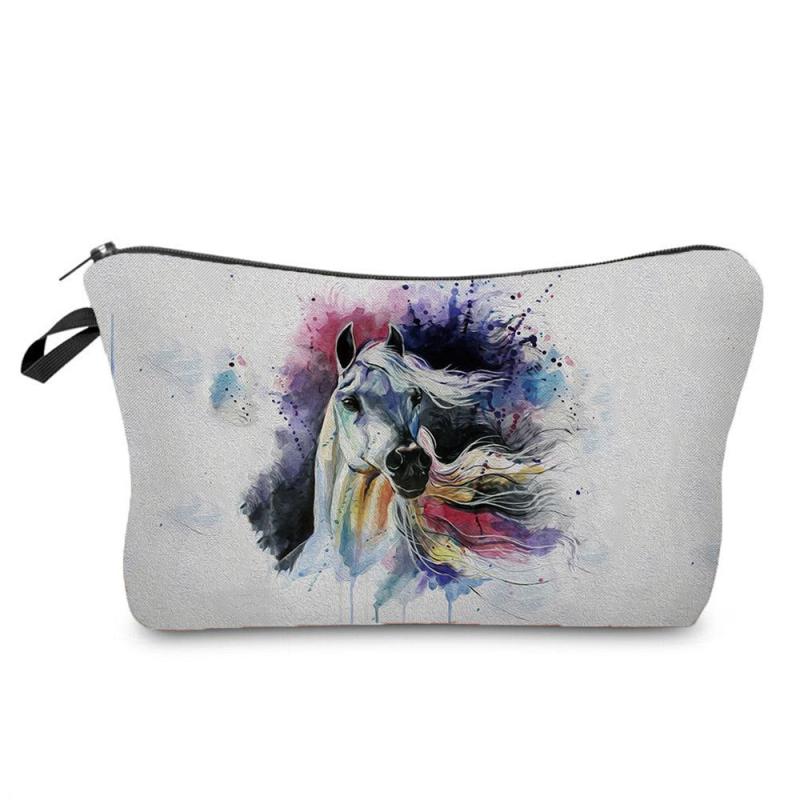 Horse Print Makeup Pouch Zipper Cosmetic Bag